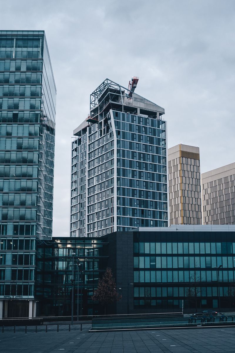 Contemporary skyscrapers and glass facades in Luxembourg's urban landscape.
