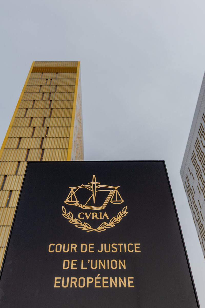 Architectural view of the European Court of Justice in Luxembourg City.